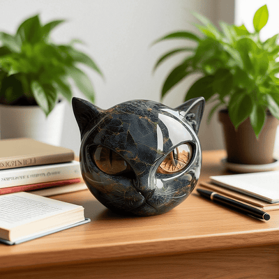 Elvianne | mystical cat head sculpture