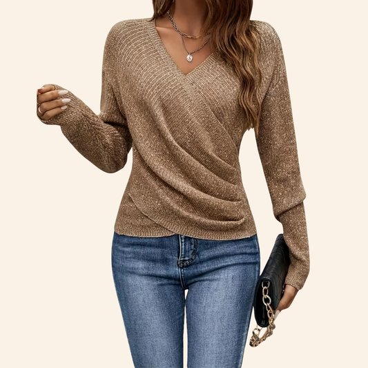 Pamela | Elegant Wrap V Neck Top